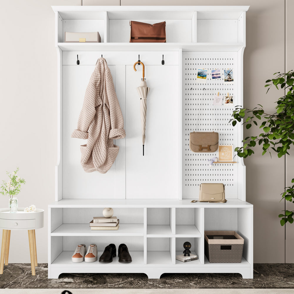 Chic Hallway Organizer with Bench & Coat Rack