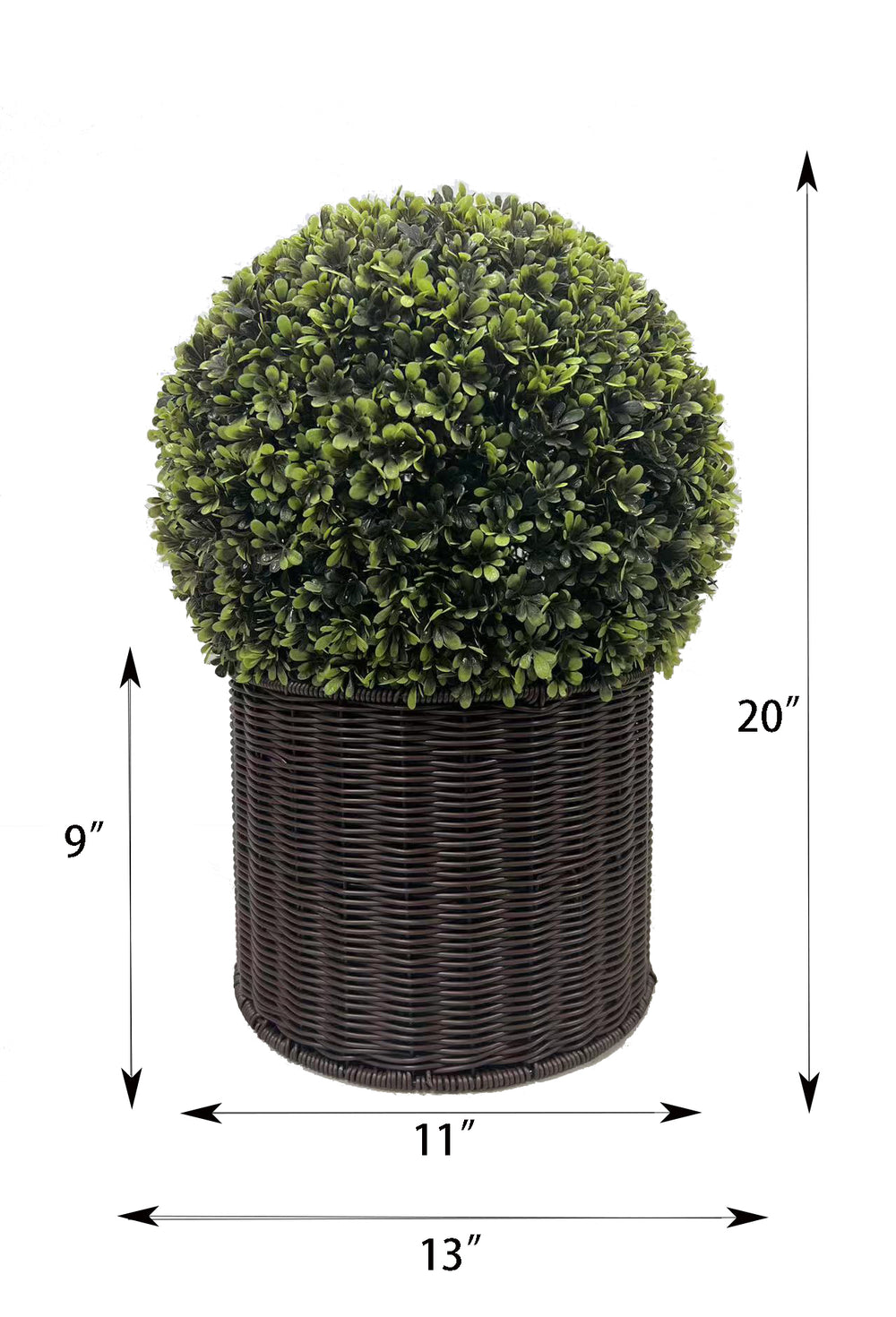 Charming Faux Ball Topiary in Woven Pot