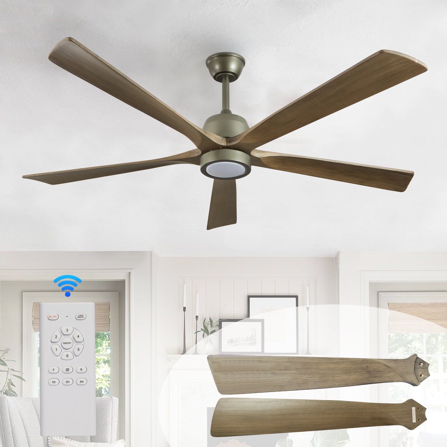 Sleek Wood Ceiling Fan with Light & Remote Control