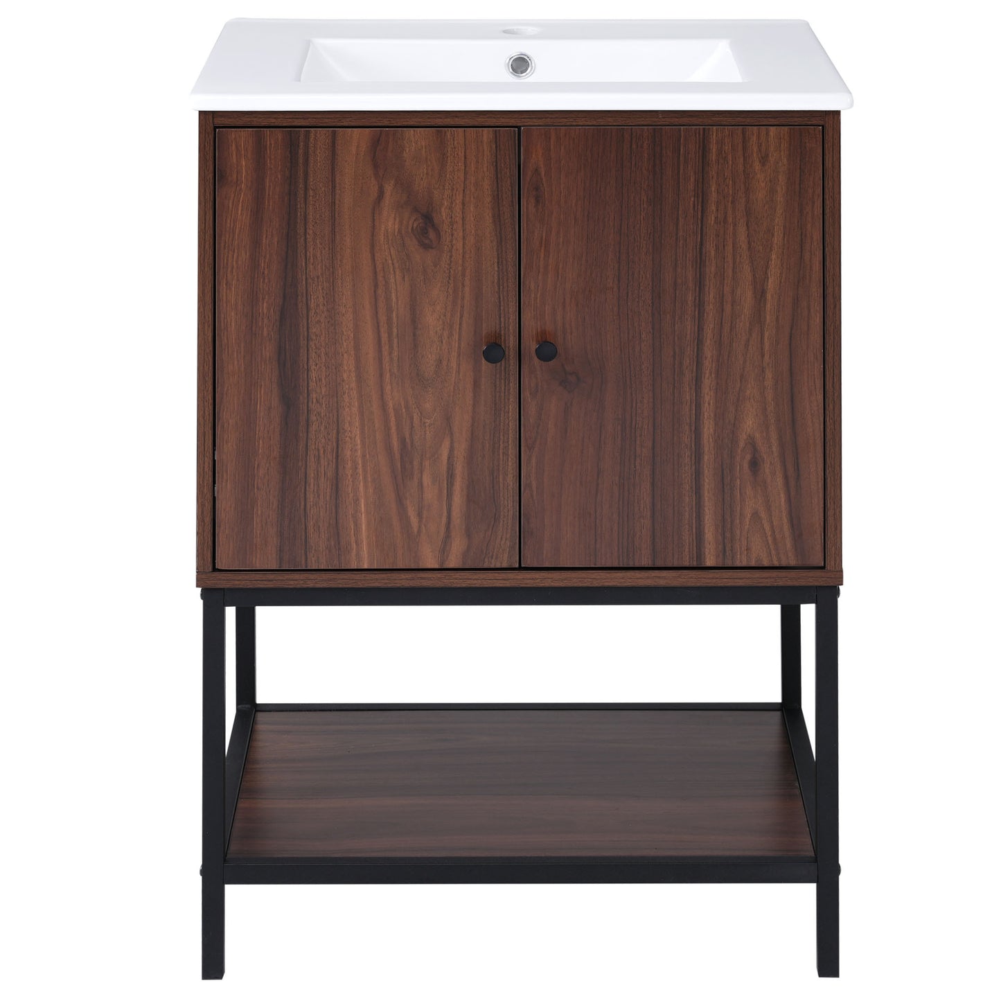 Chic Walnut Bathroom Vanity with Soft-Close Doors