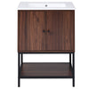 Chic Walnut Bathroom Vanity with Soft-Close Doors