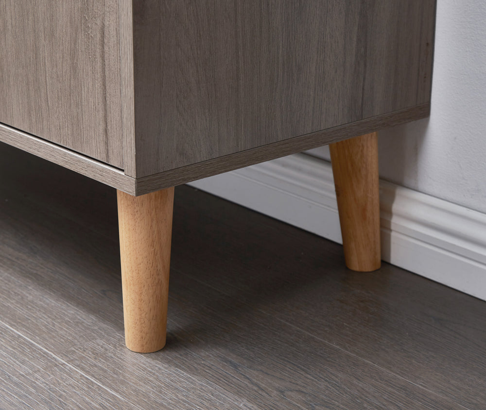 Chic Gray Oak Bookcase with Doors