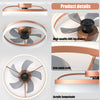 Dimmable Rose Gold Ceiling Fan with LED Lights