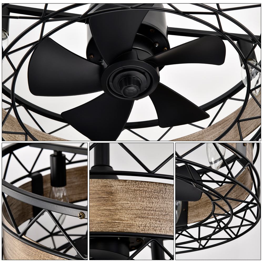 Rustic Caged Ceiling Fan with Remote - Perfect for Your Farmhouse!