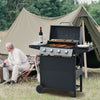 Stainless Steel 4-Burner Propane Grill with Shelves & Wheels