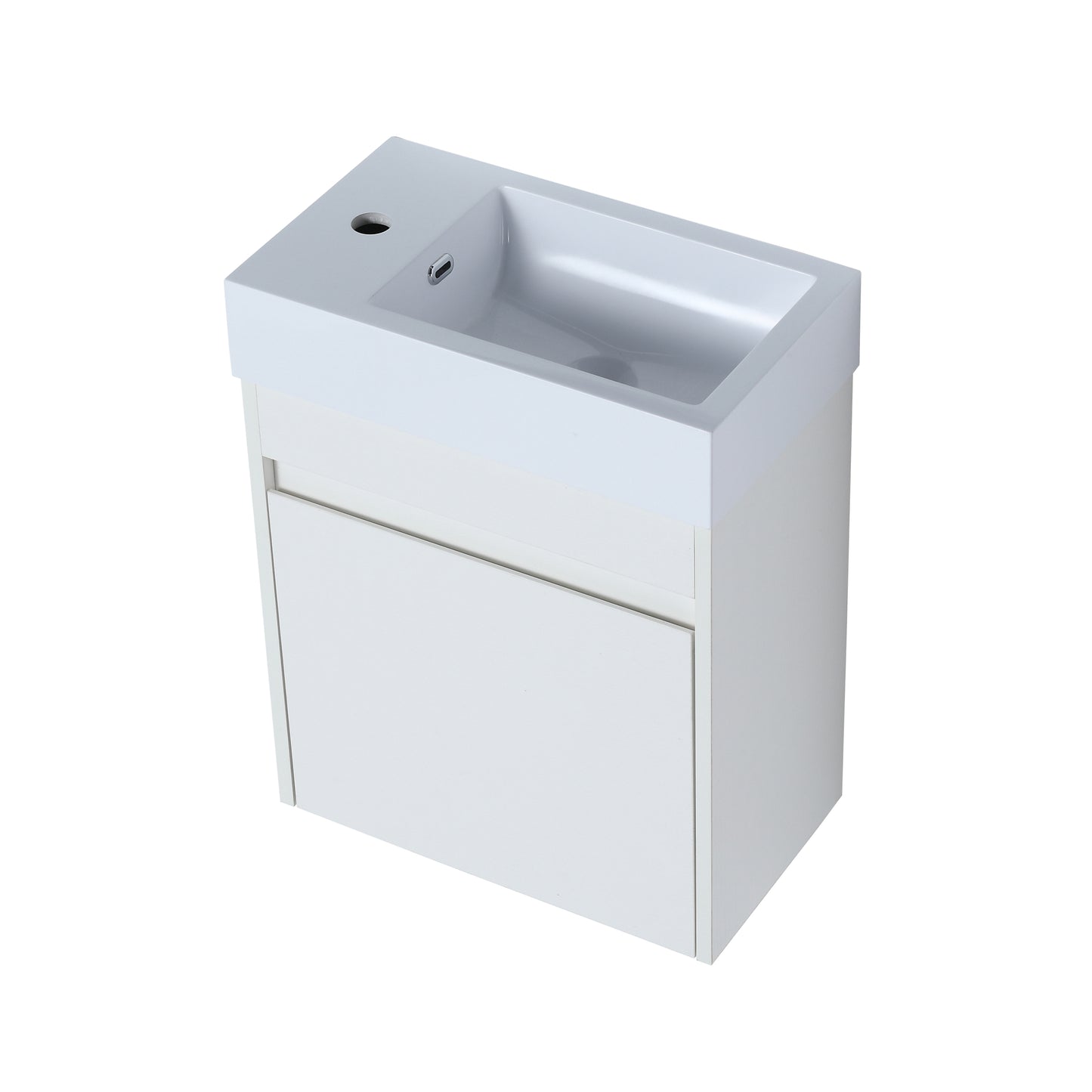 Sleek Wall-Mounted Bathroom Vanity with Soft-Close Door & White Sink