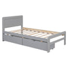 Chic Grey Twin Platform Bed with Storage Drawers