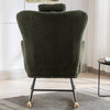 Cozy Rocking Chair with Pocket - Soft Teddy Fabric Glider in Dark Green