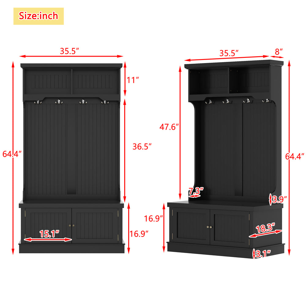 Stylish Entryway Hall Tree with Shoe Storage & Coat Hooks