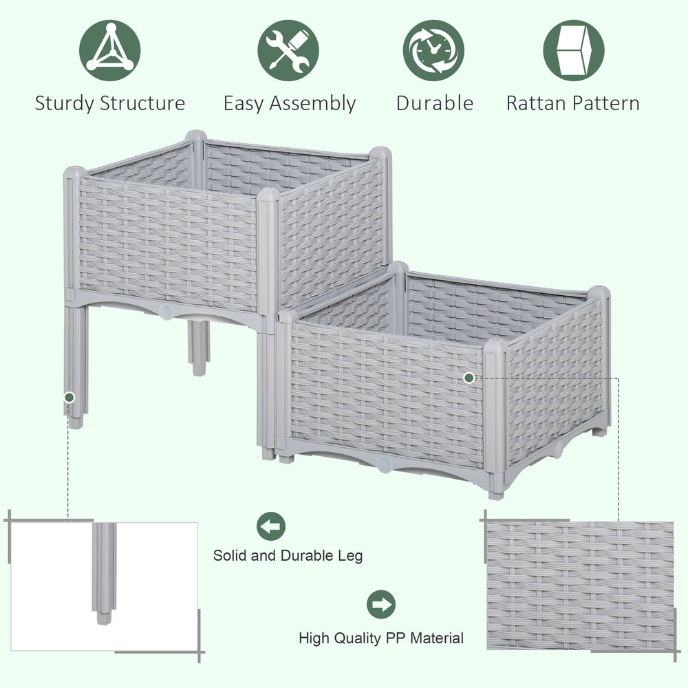 Elevated Self-Watering Garden Planter Set