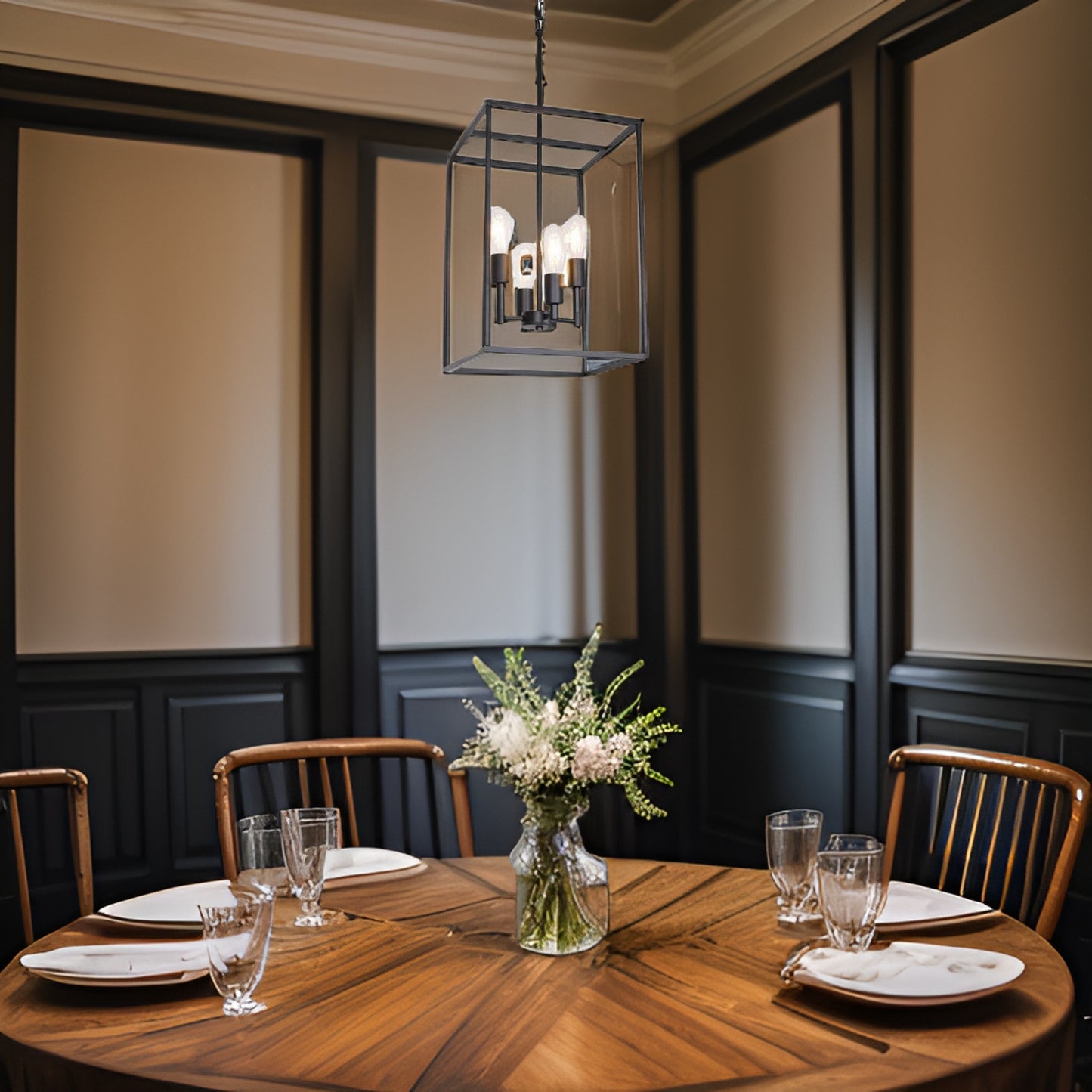 Rustic Square Cage Pendant Light