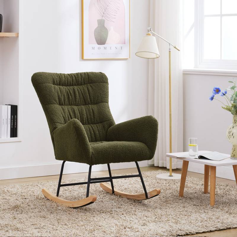 Cozy Teddy Rocking Chair in Dark Green
