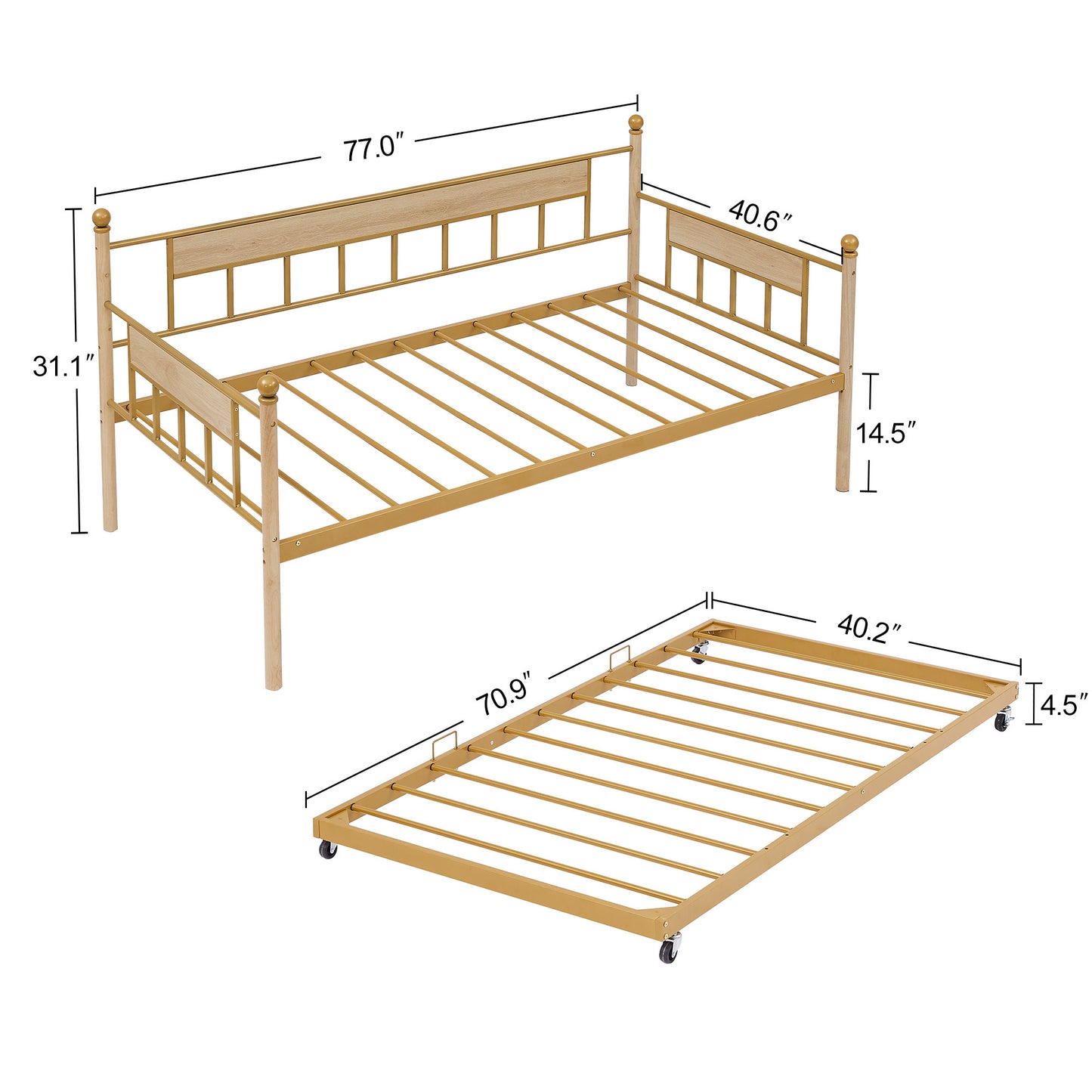 Golden Trundle Daybed Sofa