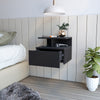 Sleek Black Floating Nightstand with Drawer