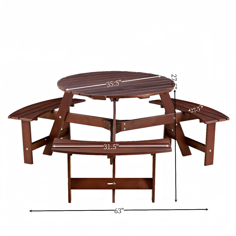 Gather & Enjoy: Spacious Round Picnic Table with Benches