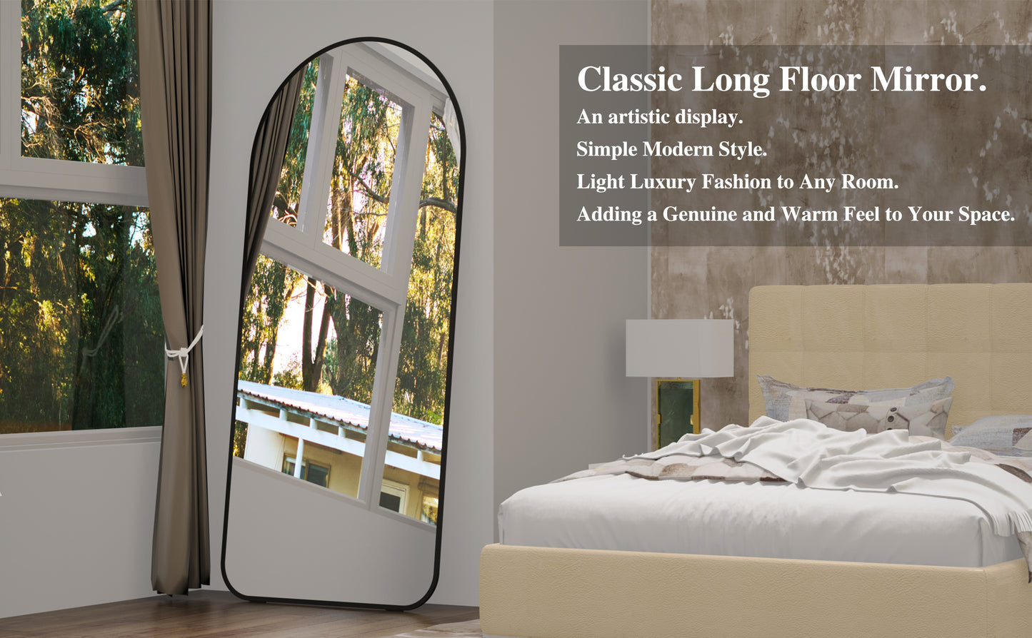 Elegant Black Full-Length Mirror - Stylish Oversized Design for Any Room