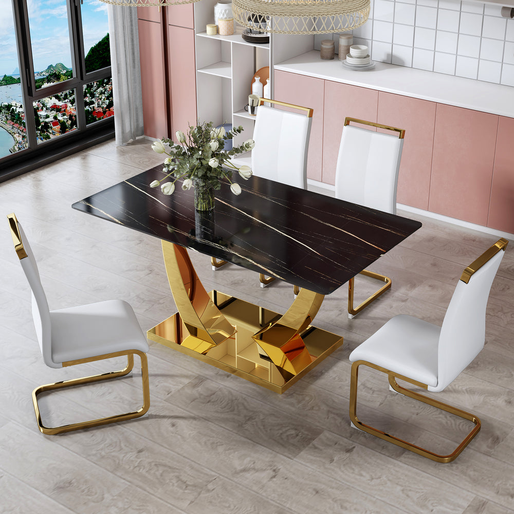 Chic Glass & Gold Dining Table