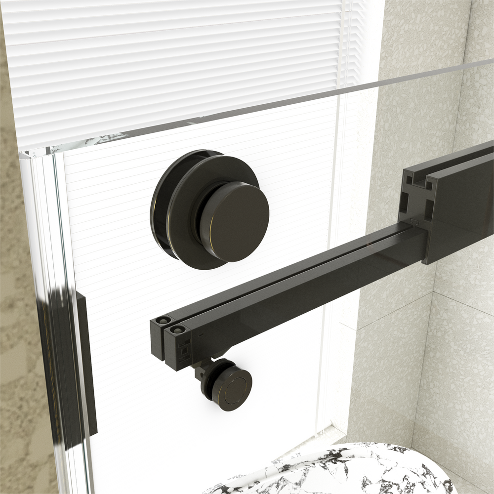 Matte Black Frameless Soft-Close Double Sliding Shower Door