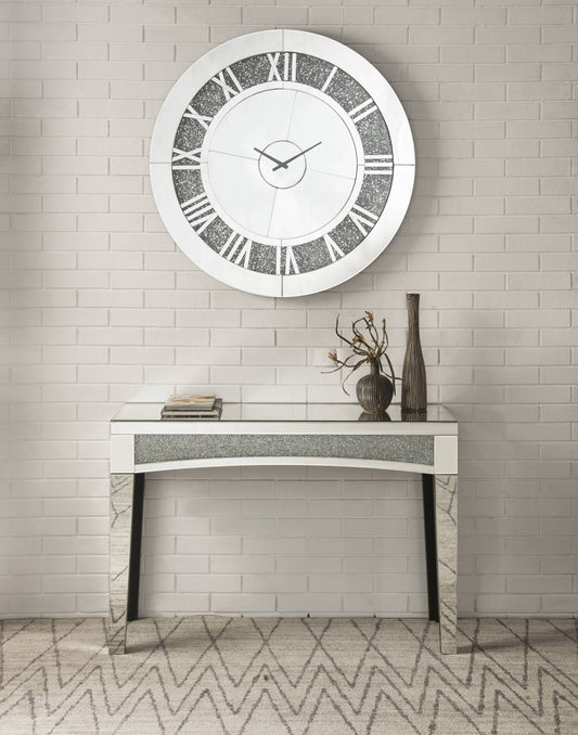 Dazzling Mirrored Wall Clock with Faux Diamonds