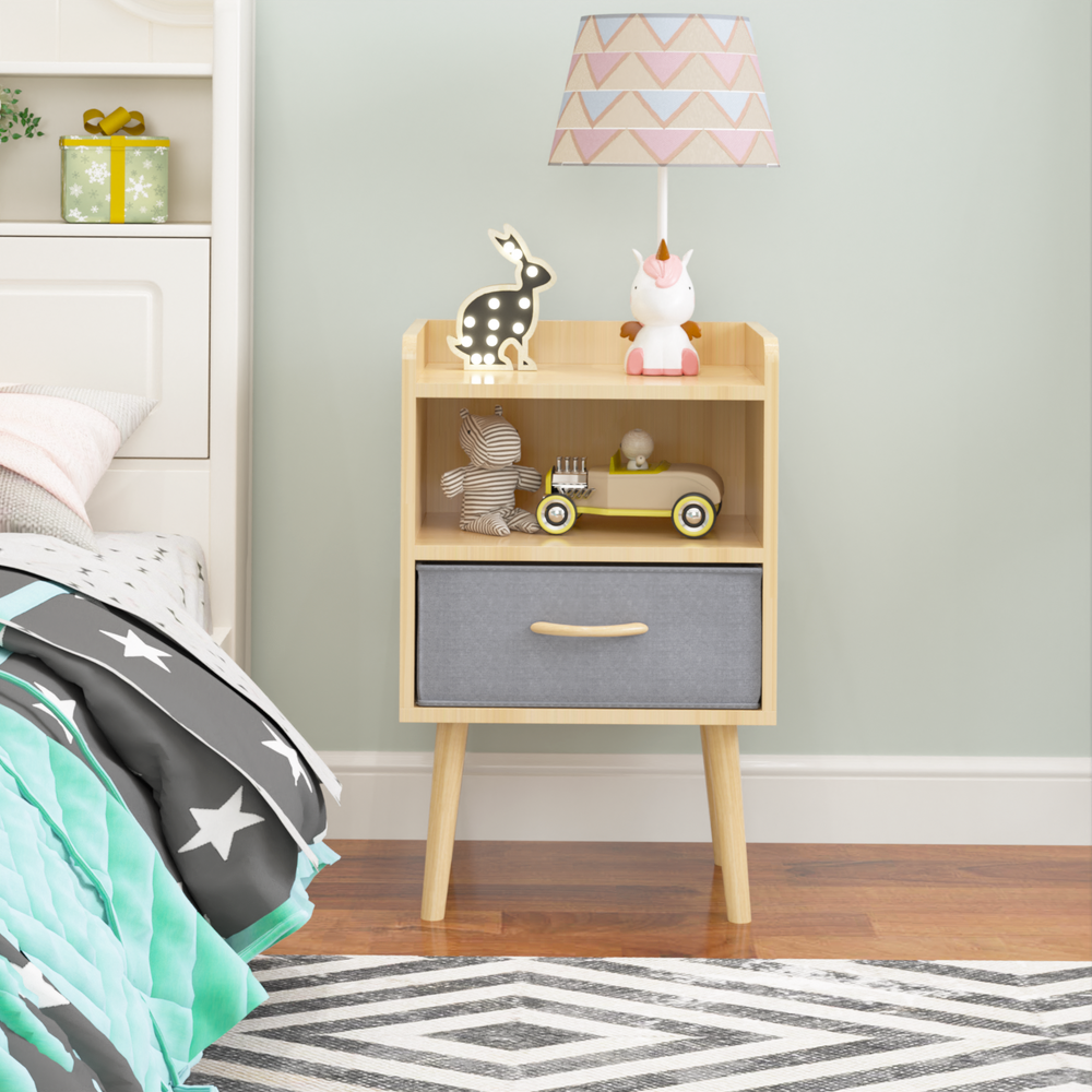 Cozy Oak Storage Nightstand