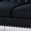 Luxurious Black Velvet Jewel Button Sofa with Pillows