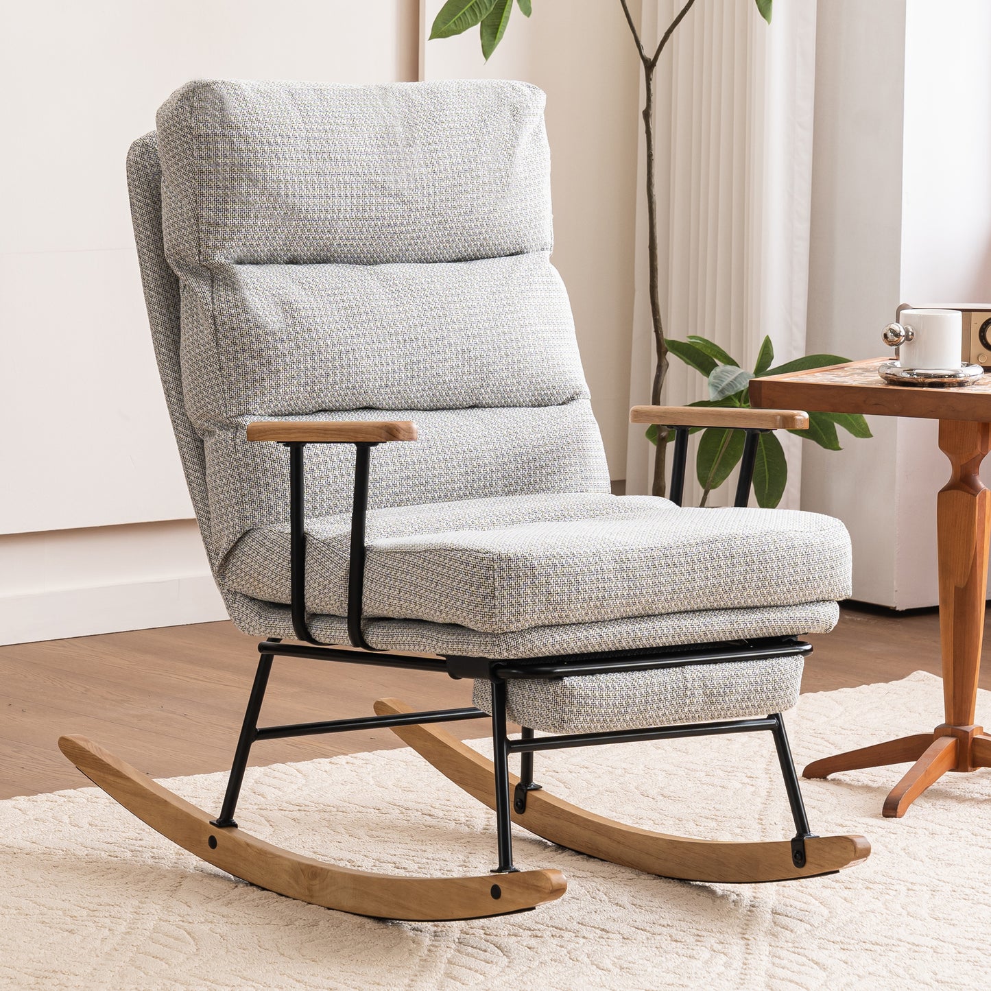 Cozy Glide Velvet Rocking Chair with Footrest & Adjustable Back