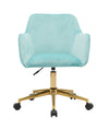 Chic Aqua Velvet Adjustable Office Chair with Gold Legs