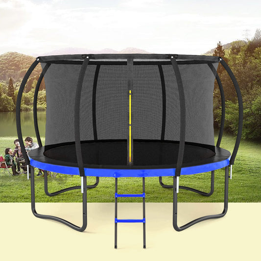 FunBounce Trampoline with Safety Net & Ladder - Black & Blue Edition