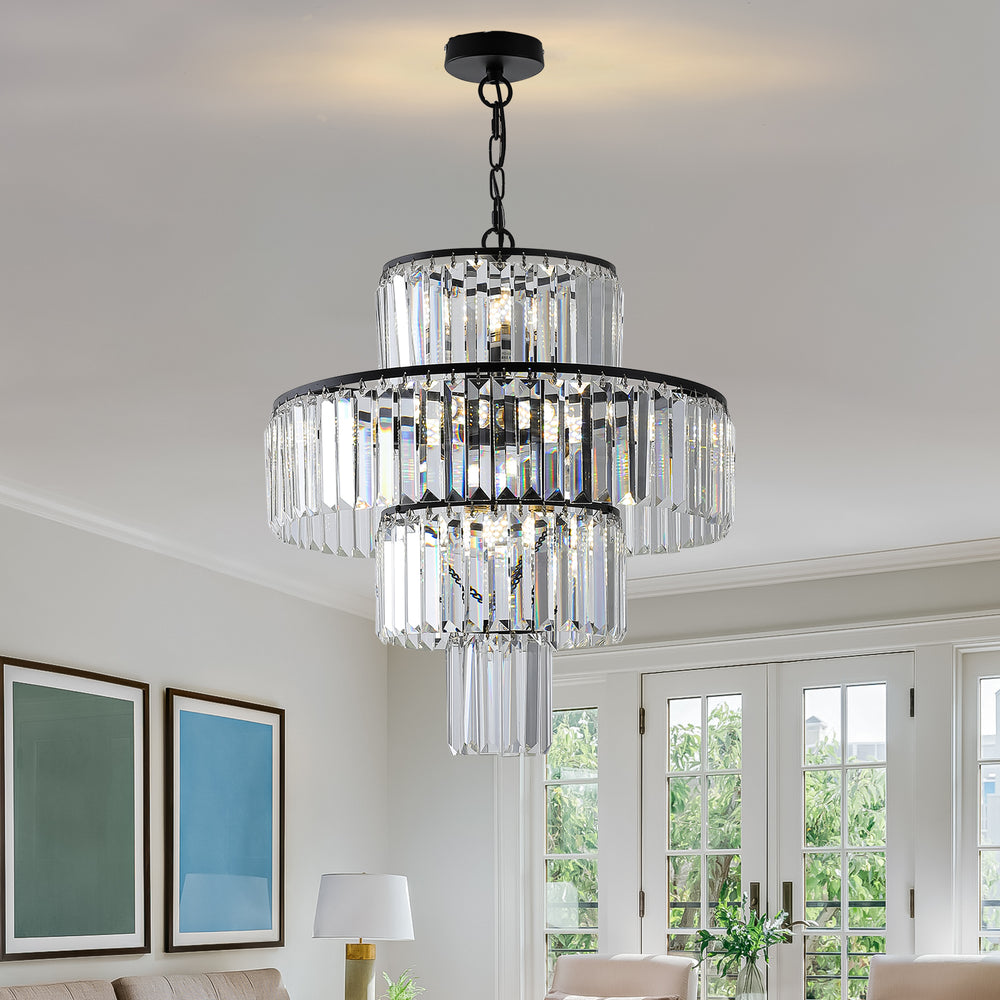 Elegant Black Crystal Chandelier