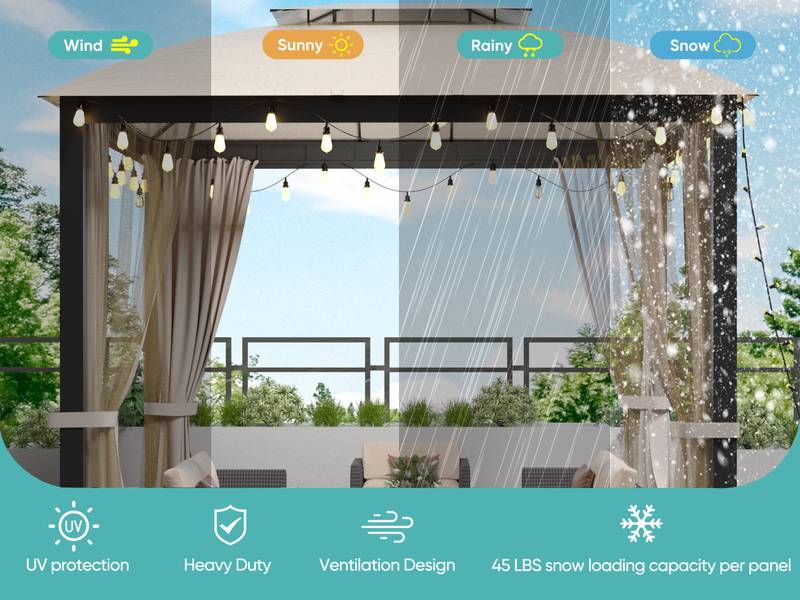 Cozy Retreat Gazebo with Bug Net & Sunshade