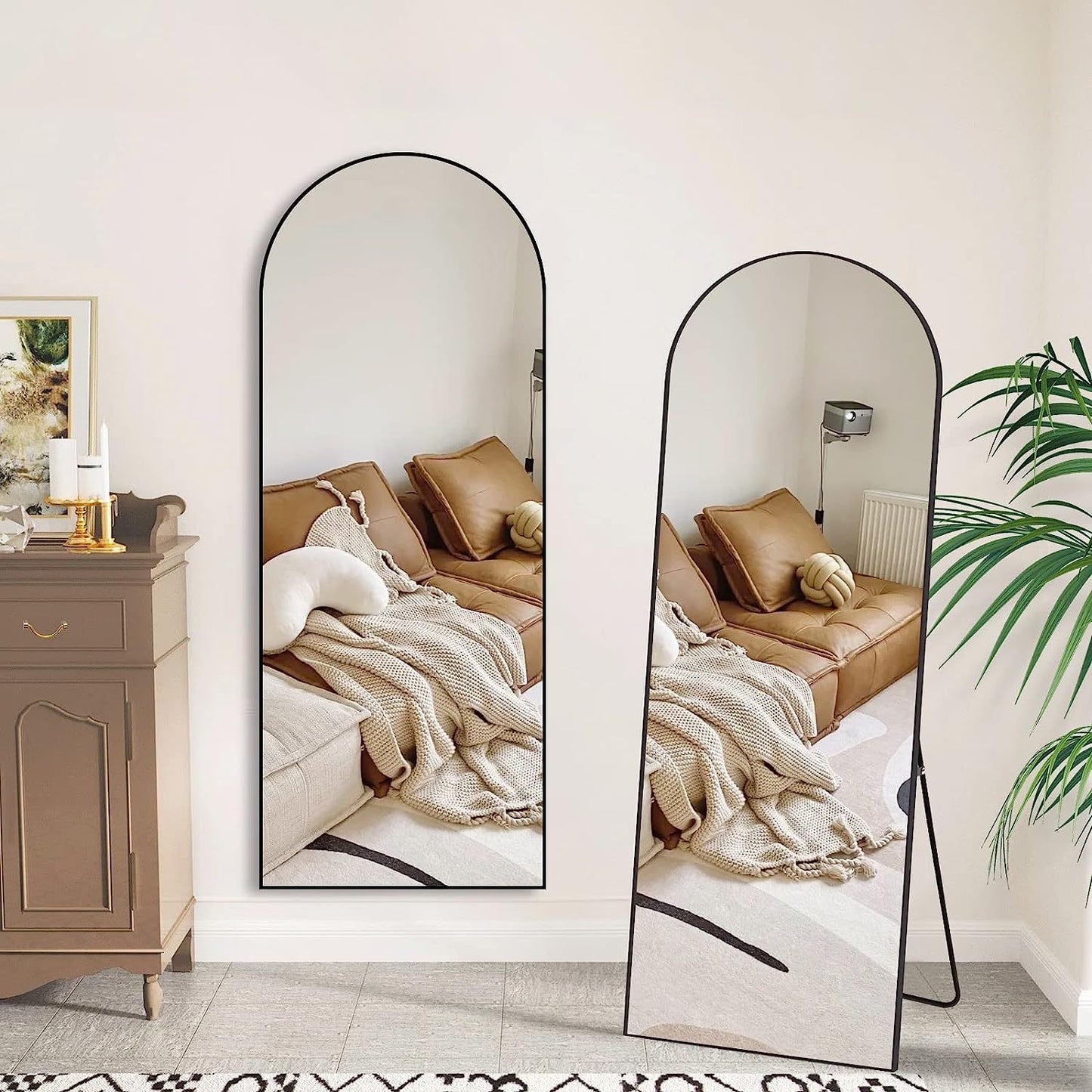 Chic Black Metal Arch Mirror