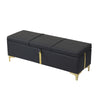 Chic Black Storage Ottoman with Metal Legs