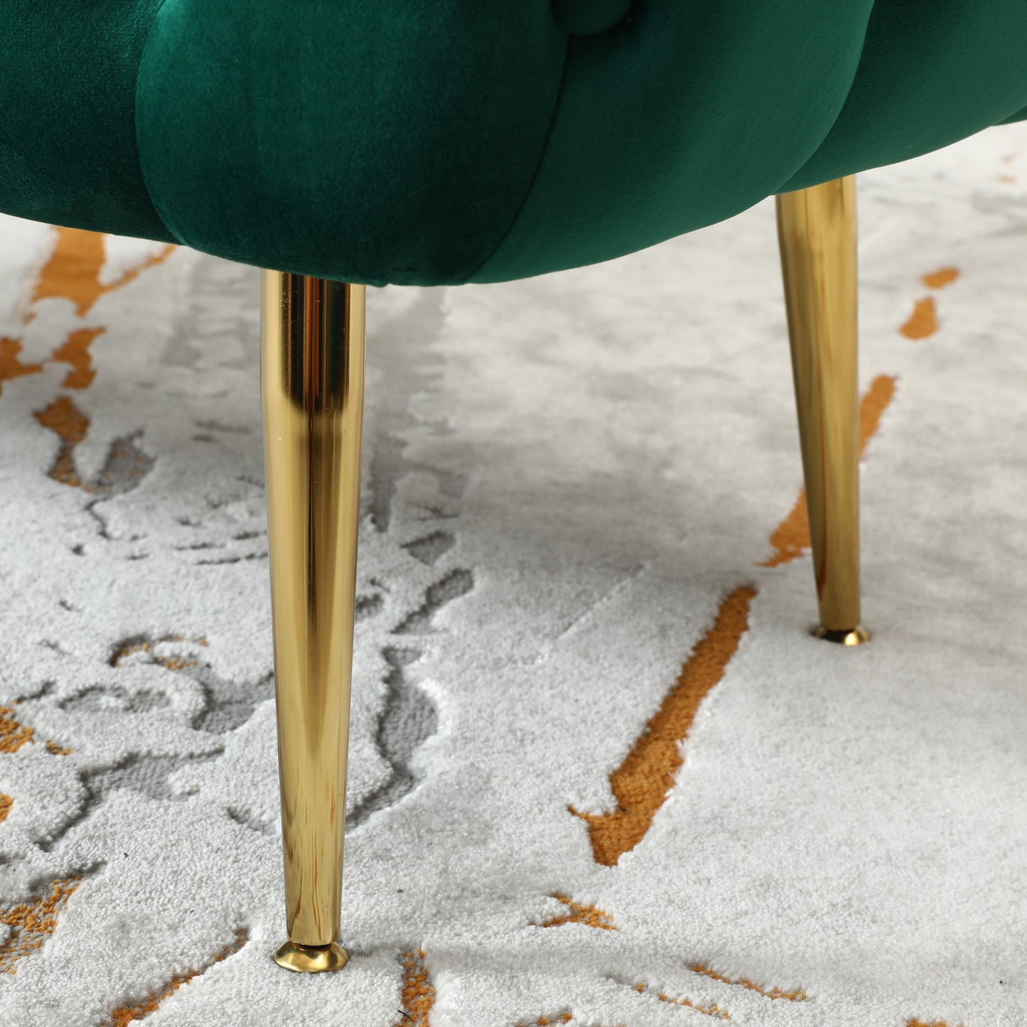 Velvet Glam Bench in Green with Gold Legs