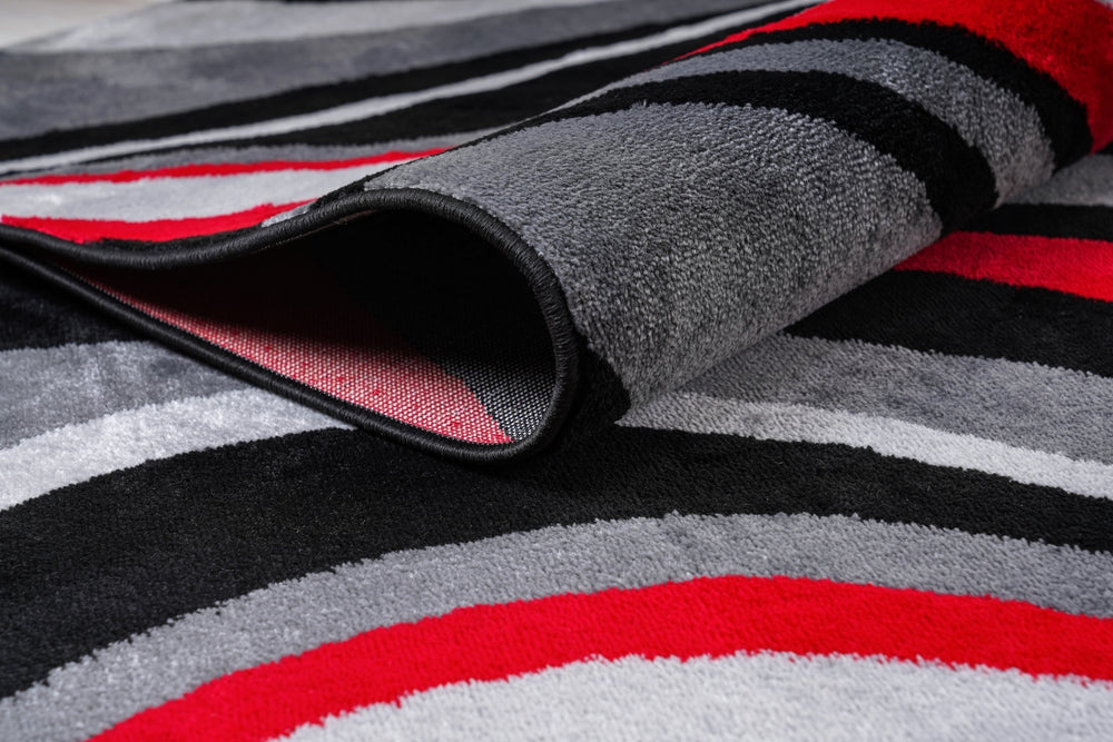 Chic Jersey Area Rug - Bold Black & Red for Your Living Room