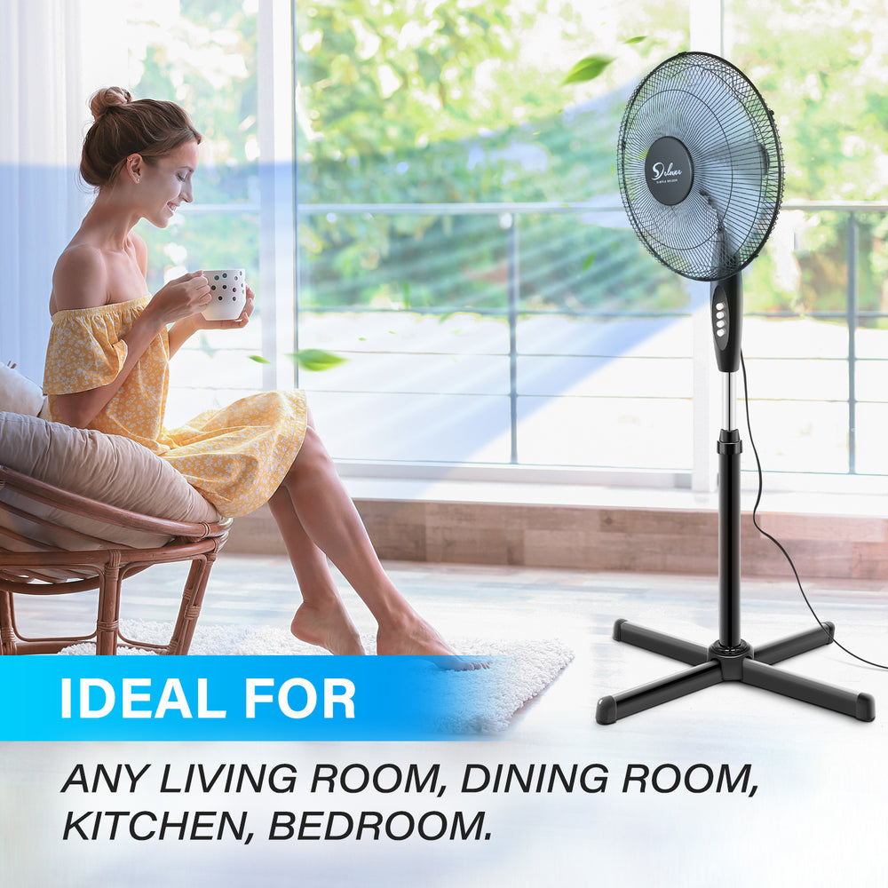 Breeze Buddy: Adjustable Oscillating Pedestal Fan Duo