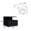 Sleek Floating Nightstand with Drawer & Shelf - Black