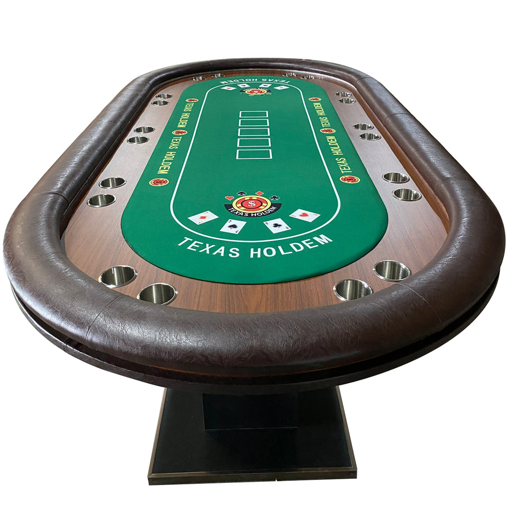 Deluxe Oval Texas Hold'em Poker Table with LED Lights