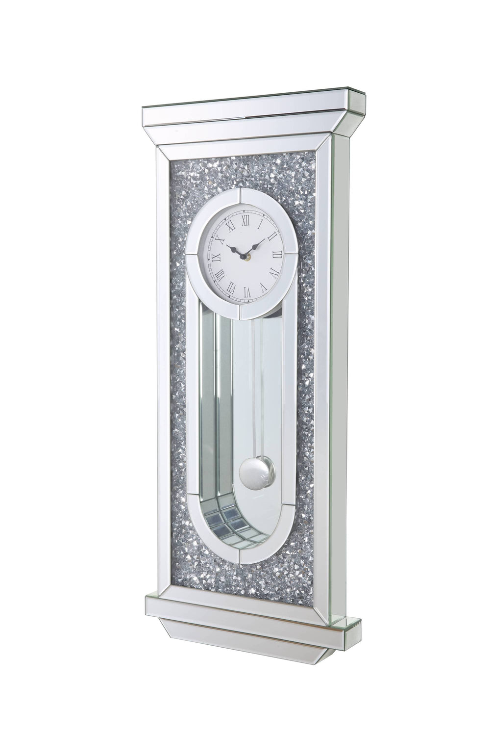 GlamourWall Mirror Clock with Faux Diamonds