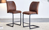 Chic Duo: Suede Cushioned Brown Chairs with Stylish Metal Legs