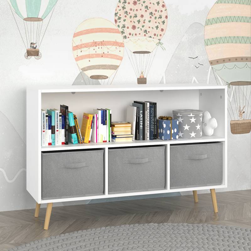 Cozy Kids Bookcase with Fun Fabric Bins