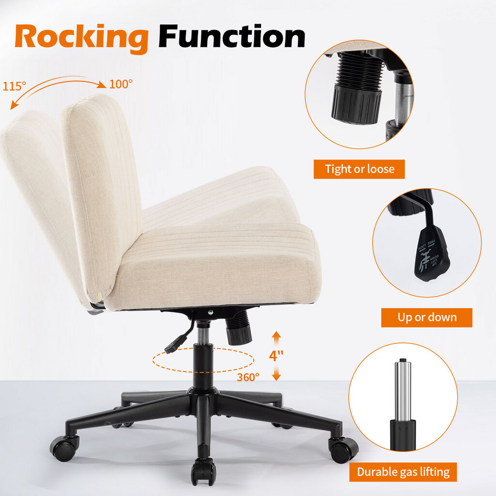 Chic Rolling Office Chair with Swing Backrest