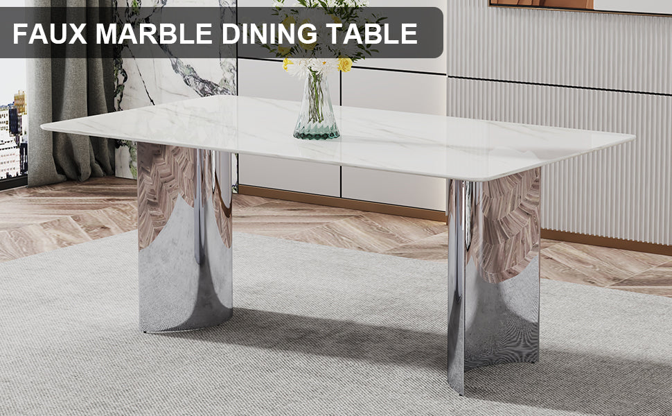 Chic White Marble Dining Table