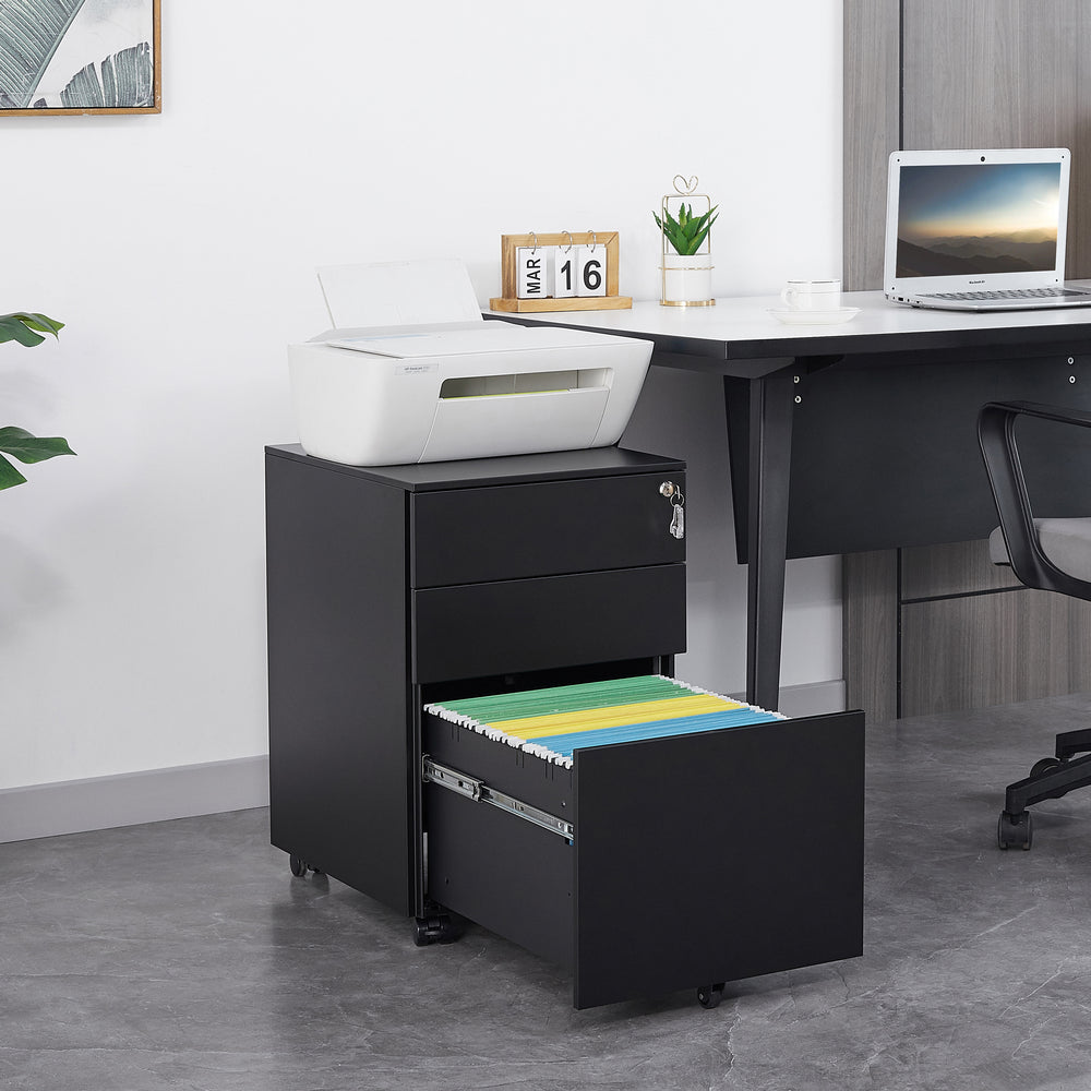 Lockable Mobile File Cabinet with 3 Drawers