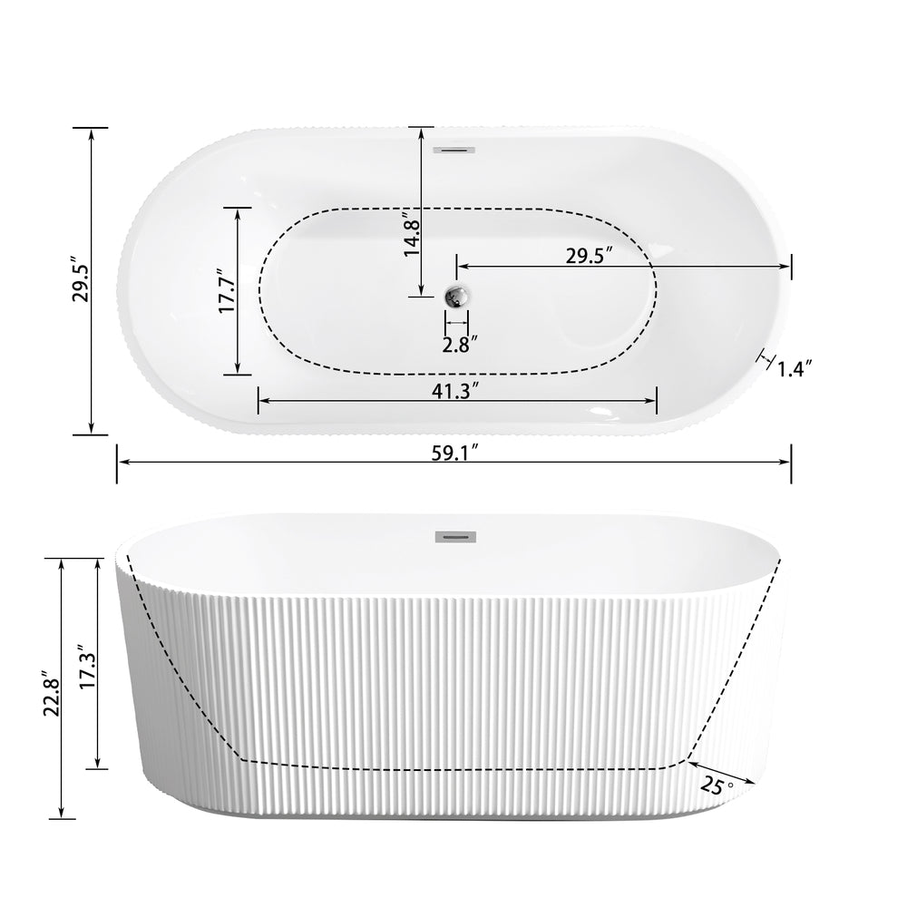 Fluted Elegance Freestanding Soaking Tub