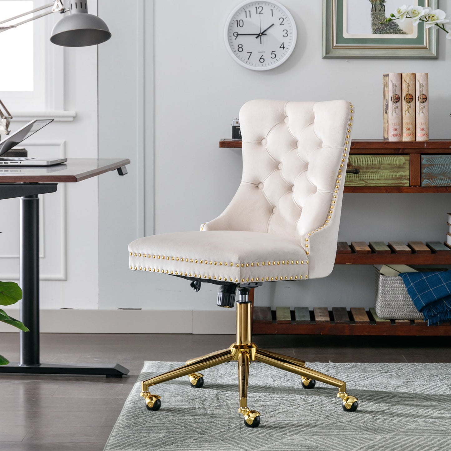 Golden Velvet Glam Office Chair