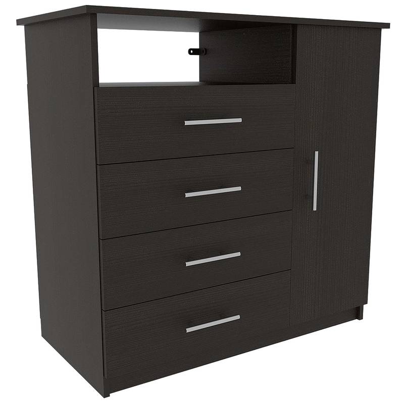 Chic Black Bedroom Suite: Dresser & Nightstands