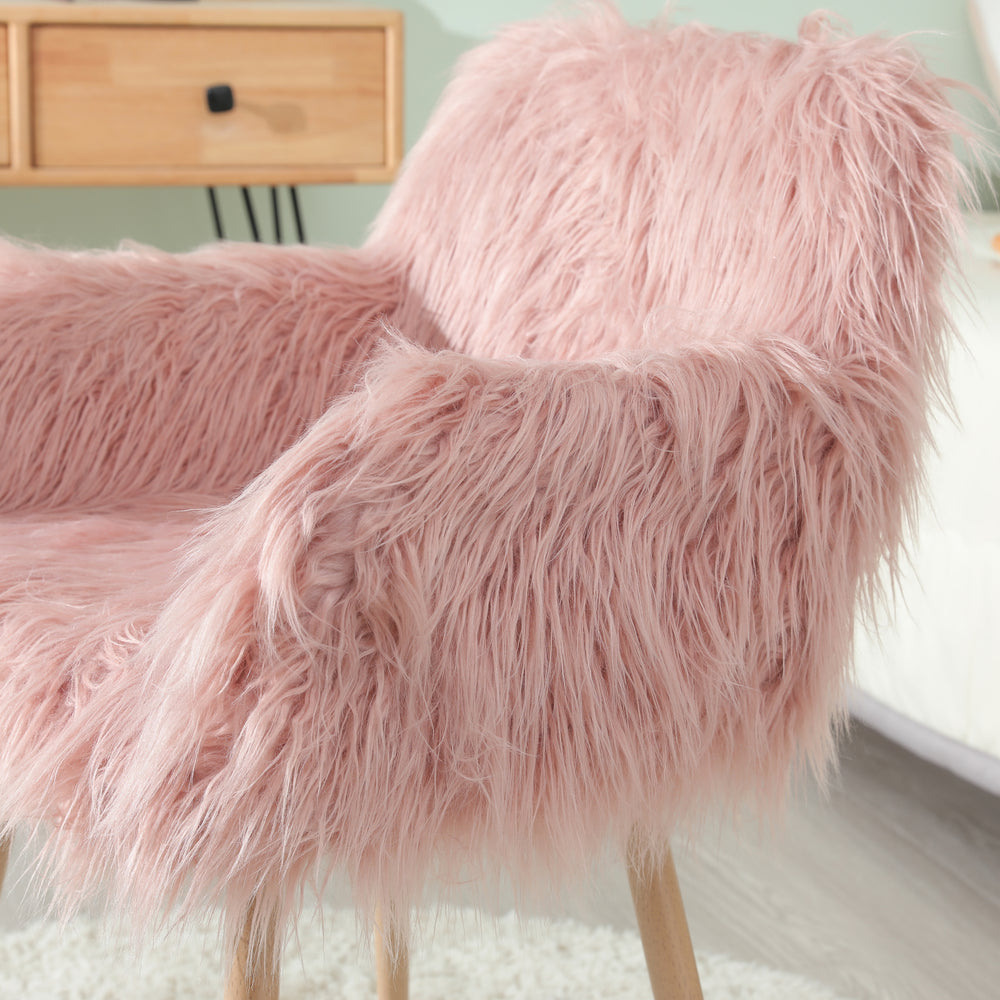 Chic Pink Faux Fur Makeup Chair