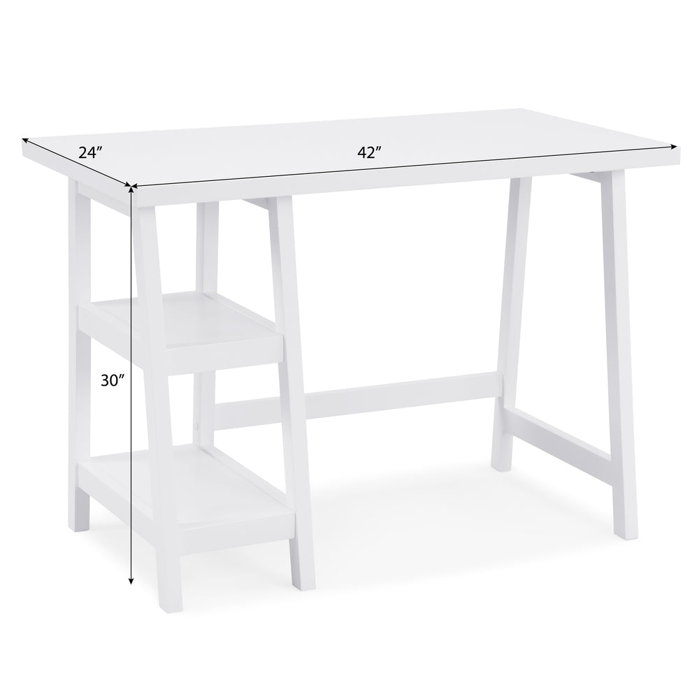 Chic White Wood Desk with Storage