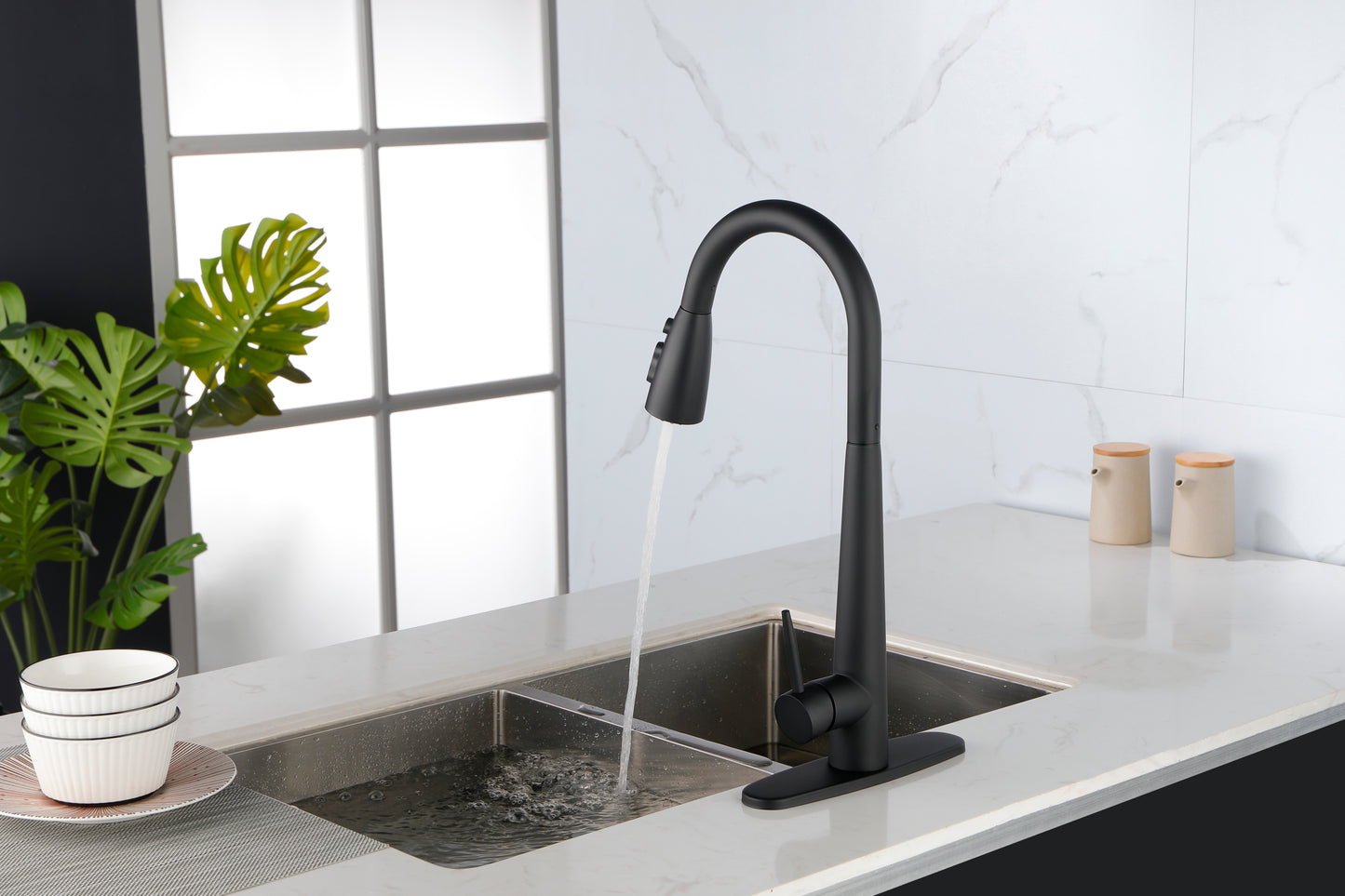 Matte Black Pull Down Kitchen Faucet