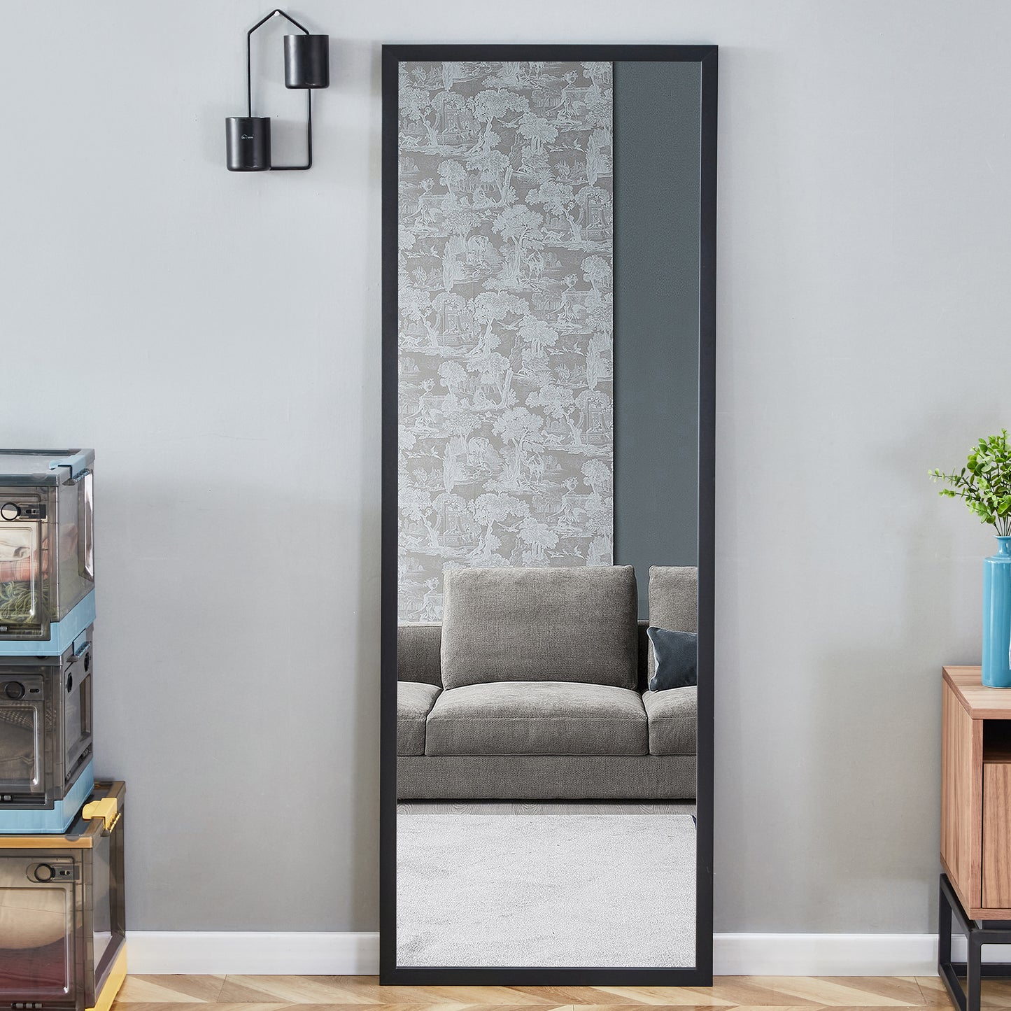 Stylish Black Full-Body Mirror